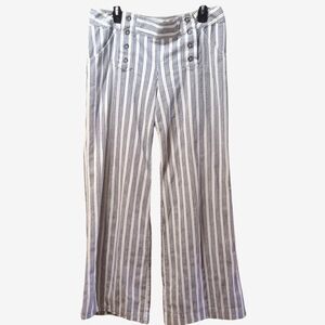 - Striped Wide-Leg Pants With Sailor Front Snaps